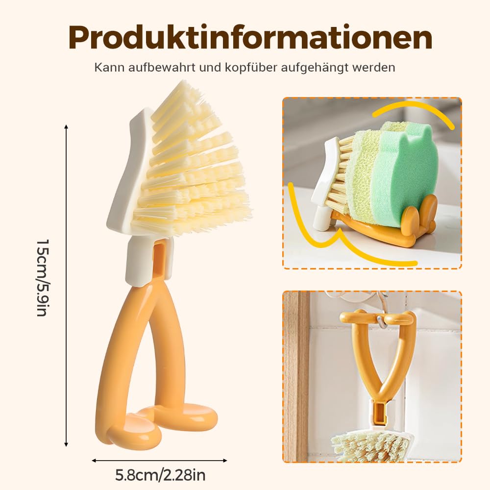 Dreiecksform Spülbürste, Spülbürste Badezimmerfugen, Hochwertiger Eckenreinigungsbürste Faltbar, Mehrzweck Bürste Reinigung Für Geschirr, Töpfe Und Arbeitsplatten, Robusten (1) 4