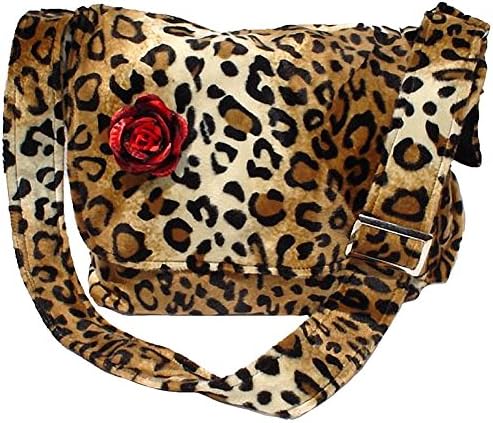 Hemet Rockabilly Faux Leopard Bag with Red Flower