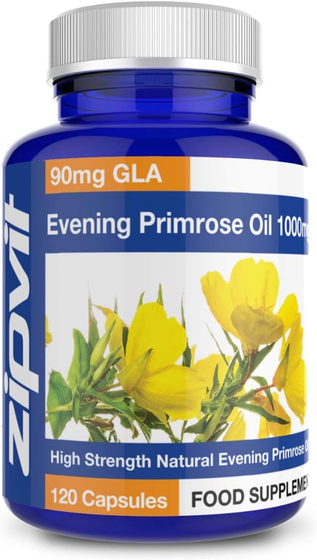Zipvit Evening Primrose Oil 1000mg Per Capsule, High Strength Omega 6 GLA & LA, Cold Pressed, 120 Softgel Capsules, 4 Months Supply