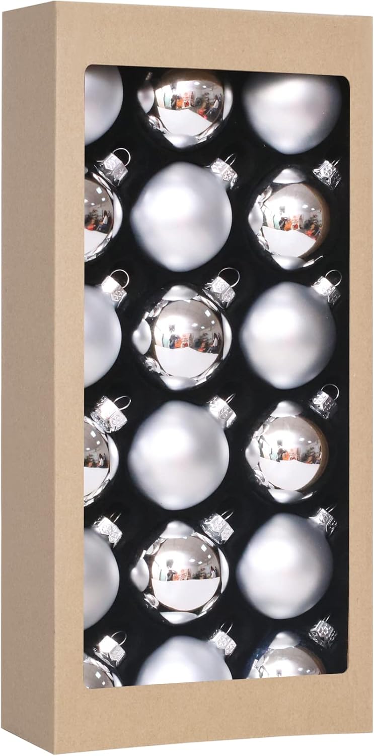 Ornaments - 18PCS 1.8inch(45mm) Christmas Ball Ornaments for Christmas Decorations, Glass Ball Present for Xmas Trees and Wedding Party, Xmas Tree Decorations Set(Silver)