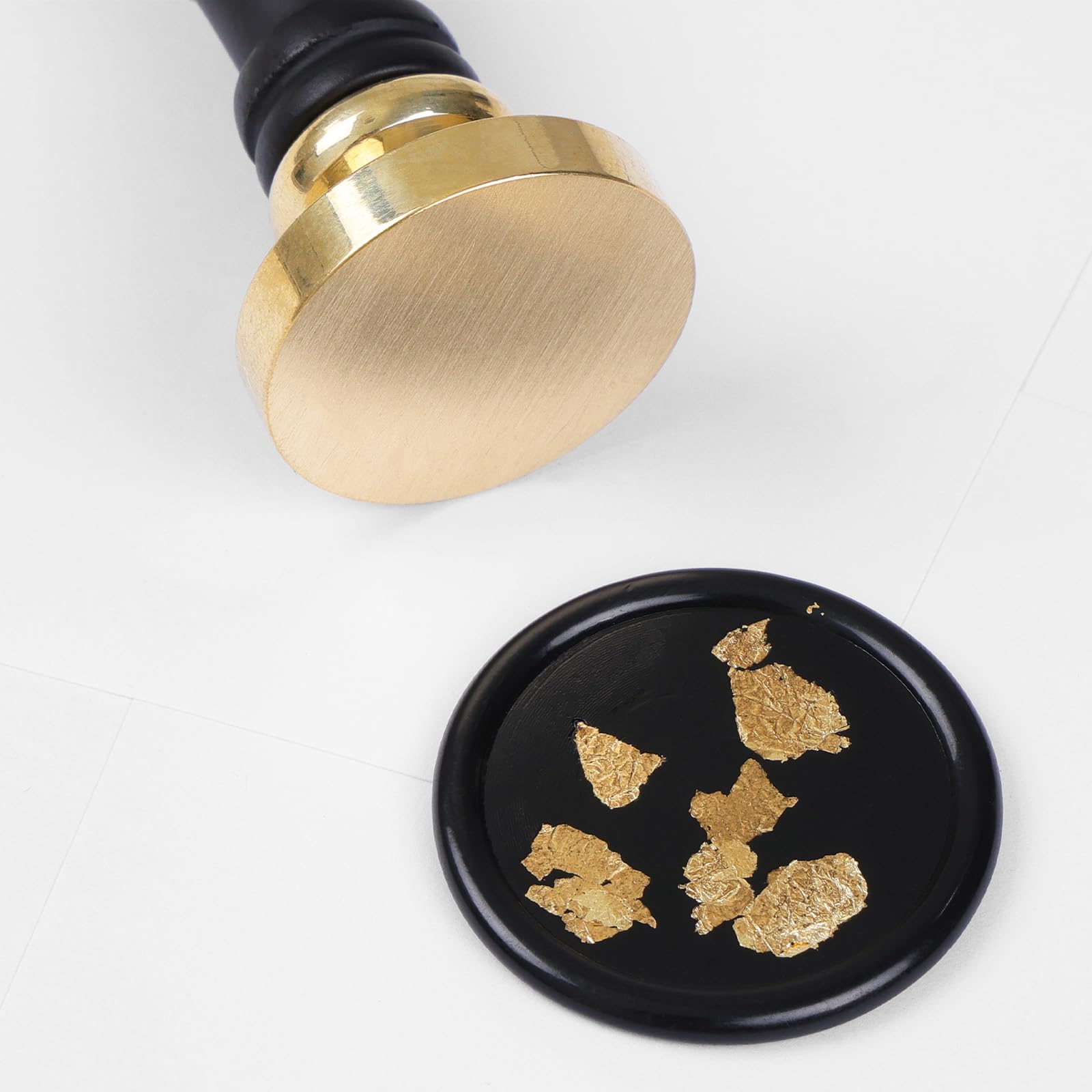 UNIQOOO 1 Inch Round Blank Wax Seal Stamp for Wedding Invitations, Solid Brass Head Without Engraving - Perfect for Party Invitations, Envelopes, Snail Mails, Christmas, DIY Projects