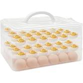 Cmaqpw 3 Layer Deviled Egg Containers with Lid,Portable Deviled Egg with Handle,Egg Carrier Holder Tray with 72 Holes for Thanksgiving Day,Party Favor Home Kitchen Refrigerator Supplies