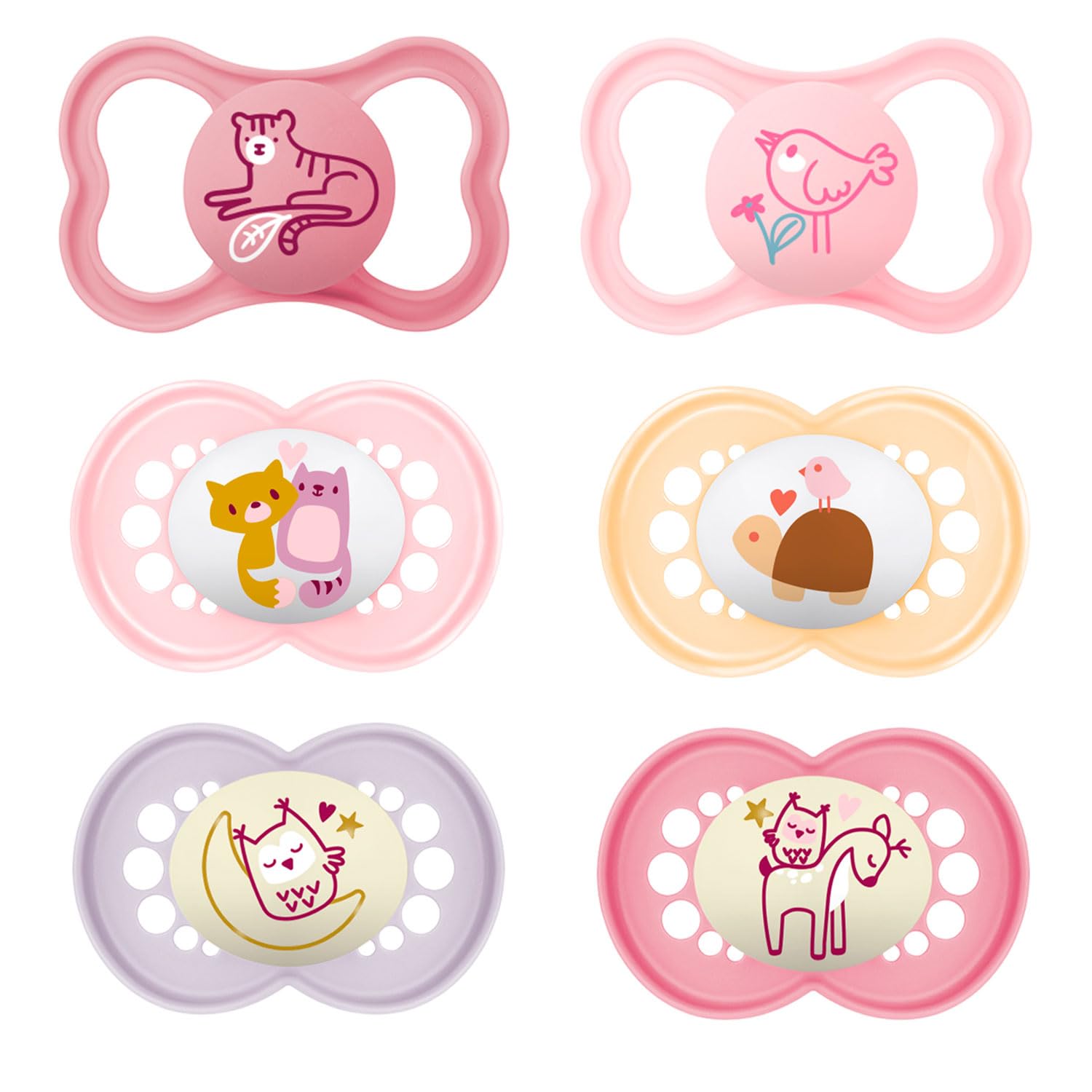 MAM Dummy 16+ Silicone Day & Night Pack, 6 Pieces