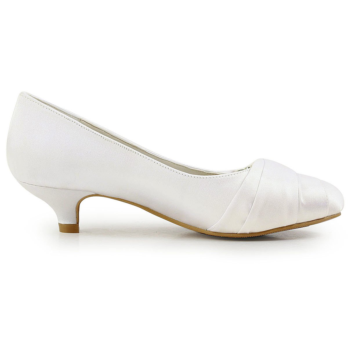 ELEGANTPARK Women Closed Toe Comfort Heel Rhinestone Satin Wedding Bridal Shoes - Image 4