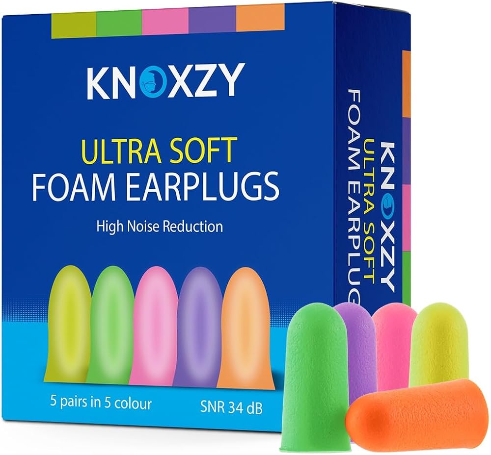KNOXZY Ultra Soft Foam Earplugs Sleeping Noise Cancelling 34dB SNR 10 Pairs