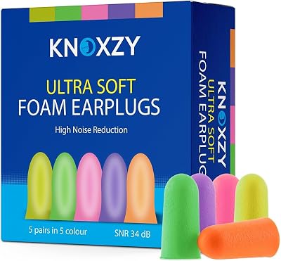 KNOXZY Ultra Soft Foam Earplugs Sleeping Noise Cancelling 34dB SNR 10 Pairs