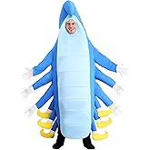 Caterpillar Costume for Adults, Bug Costume, Blue Jumpsuit, Insect Outfit Dress-Up for Halloween Large Bundle