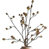 Anyumir 3Pcs 35.4 Inch Faux Berry Stems with Natural Frosted Effect- Brown | Bendable Faux Fall Stems, Artificial Chinese Lantern Stems for Tall Vases, Farmhouse Home Office Decor, Wabi Sabi Style Stems