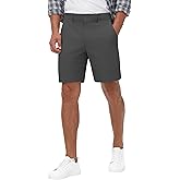JWM Men's 7" 9" Classic-Fit Chino Shorts Stretchy Khaki Slacks Shorts Flat Front Comfy Casual Travel Golf Work Zipper Pocket