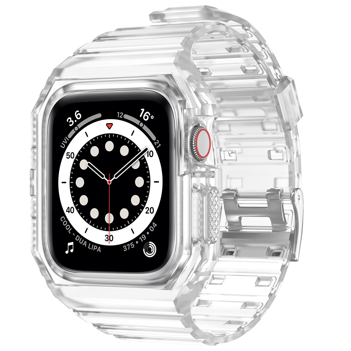LABILUS Rugged Watch Bands with Bumper Case Compatible with Apple Watch 42mm 44mm 45mm Series SE/7/6/5/4/3/2/1 - Matte Clear