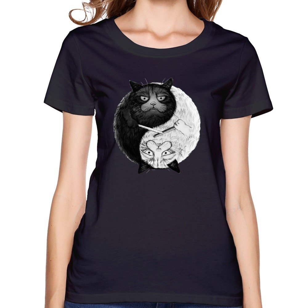 Women's Tshirt Grumpy Yin Yang Red