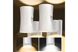 WSKVEZZA Led Night Lights Plug into Wall, 3000K/5000K Switchable, 2 Pack, Plug in Night Light, 0-100LM Dimmable Night Light, Modern Nightlights, Dusk To Dawn Sensor for Bedroom Bathroom Kitchen Stairs
