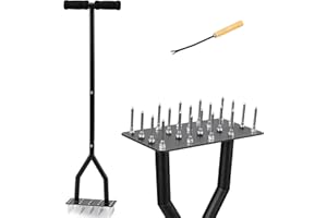 CludPark Lawn Aerator Spike,Manual Aerating Lawn Tool with 20 Spikes,Grass Metal Aeration Tools for Yard,Garden Aerator Tool for Loosening Soil, Lawn Care, Lawn Air Aerator with Hand Weeder Tool