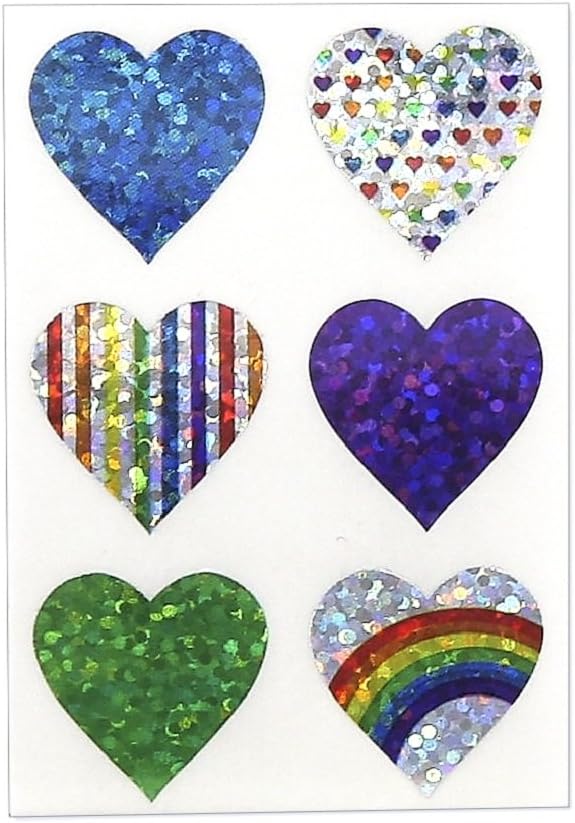 Hygloss Products, Inc Holographic Heart Stickers, 36 Sheets