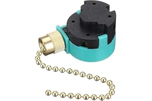 Akahttbn Ceiling Fan Replacement Parts Zing Ear ZE-268S6, Ceiling Fan Switch 3 Speed 4 Wire Pull Chain Cord Switch Speed Control Compatible with Hunter Ceiling Fans Wall Lamps (Brass Pull Chain)