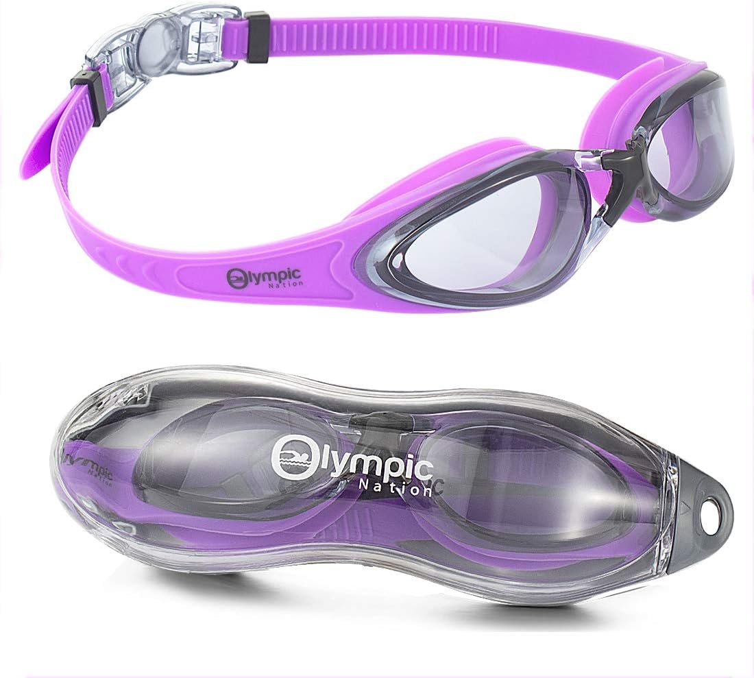 Olympic Nation Crystal Clear Comfortable Swimming Goggles with Anti-Fog Lenses, Swim Goggle for Adult Men Women Youth - Swim Like A Pro