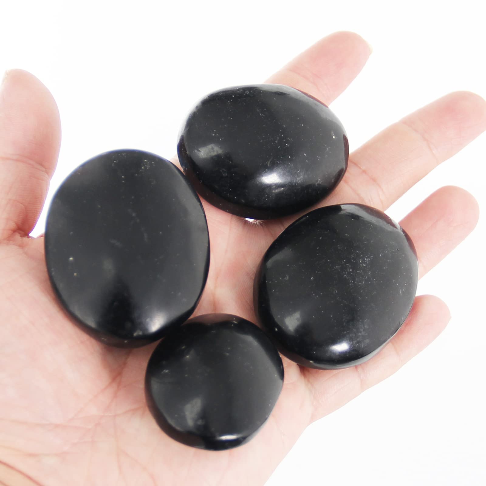 Orientrea Palm Stone-4 Pcs Palm Stones Pocket Energy Stones, Smooth Healing Crystal and Worry Stones (Obsidian)