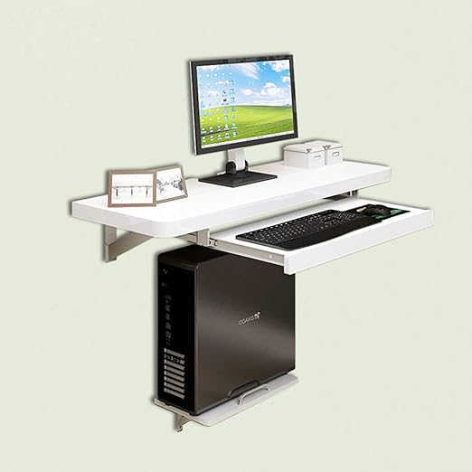 Luxury Sturdy Wall Mounted Desk With Keyboard Tray, Floating Laptop