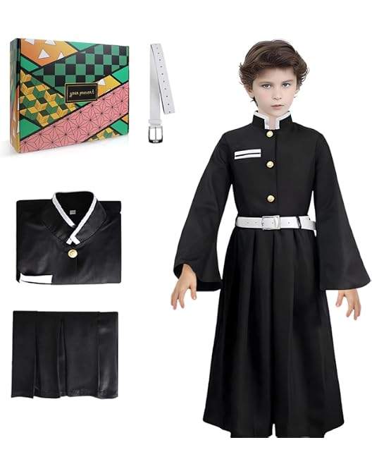 Kids Demon Slayer Tanjiro Kamado Cosplay Costume – Complete Outfit – Halloween