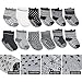 YIMALER 12-Pack Cotton Socks for Toddler Boys Girls Anti-slip Ankle Socks for Baby Walkers Non-skip Stretch Knit Stripes Star Assorted Cotton Socks with Grip for 16-36 Months