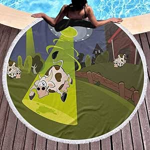 DWzinng Toalla de Playa Redonda,Dibujos Animados Toalla de Playa