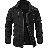 INVACHI Men's Winter Jacket Warm Cotton Military Jackets Fleece Lined Thick Work Cargo Coats with Hooded