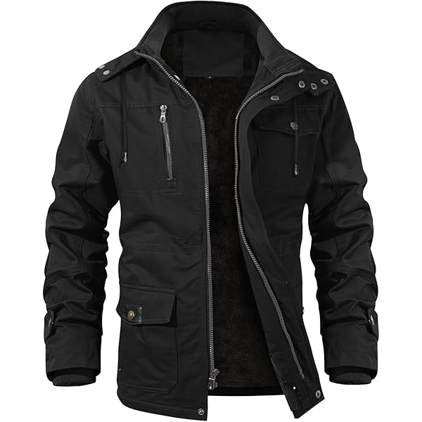 CHEXPEL Stand Collar Winter Fleece Work Jacket Men Cargo Coat