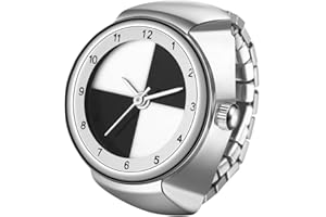 JewelryWe Men Women Finger Watches - Stretchy Band Elastic Round Analog Quartz Ring Watches for Mother's Day