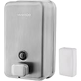 VANNSOO Wall Mounted Soap Dispenser Bathroom, 1100ml 37oz Commercial Stainless Steel Liquid Soap Dispenser Wall Mount (Vertical Brushed)