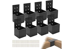 Pehciroe 8Pcs Pergola Brackets Post Top Rafter Brackets Deck Railing Brackets Connectors Pergola Wall Mount Bracket Kit for 4”x4” Wood Posts with Screws