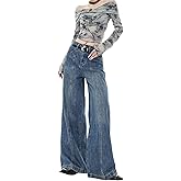 Cotoinddy Women's Wide Leg Y2K Baggy Jeans High Waisted Flared Loose Denim Pants