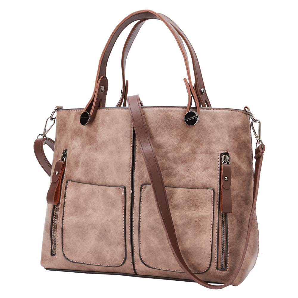 Women Bag Stylish Top-Handle Handbags Lady Fashion Big Purse Shoulder Crossbody Bags (Pink)