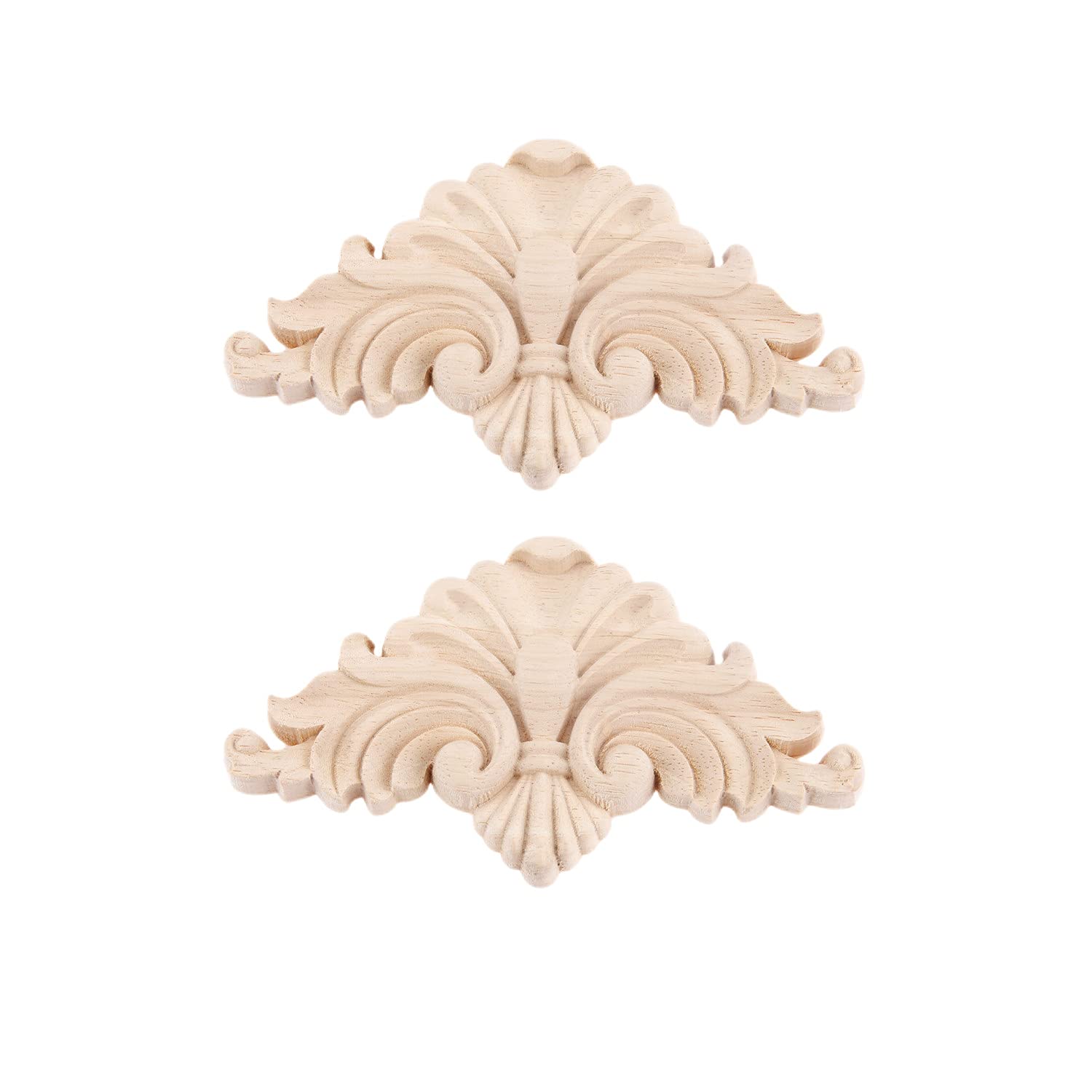 MUXSAM 2pcs 9x16cm Wood Carved Corner Decal Decorative Flower Board for Walls Doors Cabinets