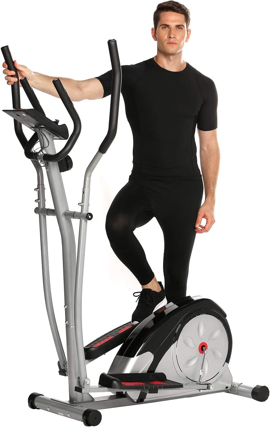 Bestlucky Elliptical Machine Elliptical Training Machines Magnetic Smooth Quiet Driven Elliptical Exercise Machine for Home Use (Silver)