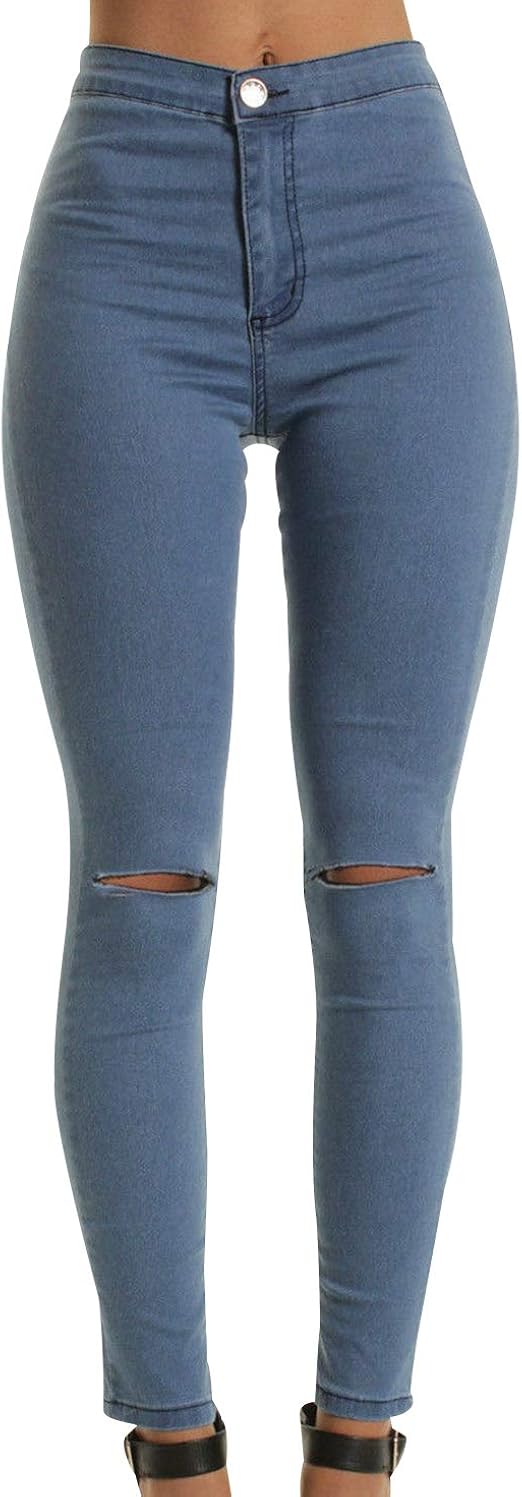 High Waist Ripped Jeans Damen Jeanshosen Damen Löcher Skinny Jeans Hose Damen Zerrissene