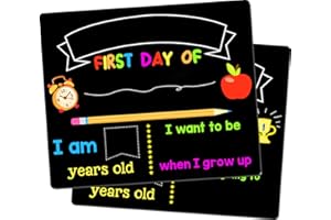 JYUSMILE First Day of School Board, Back to School Sign, Double Sided First & Last Day of School Chalkboard for Kids/Boys/Girls, Reusable Wooden 1st Day of Preschool/Kindergarten Photo Prop