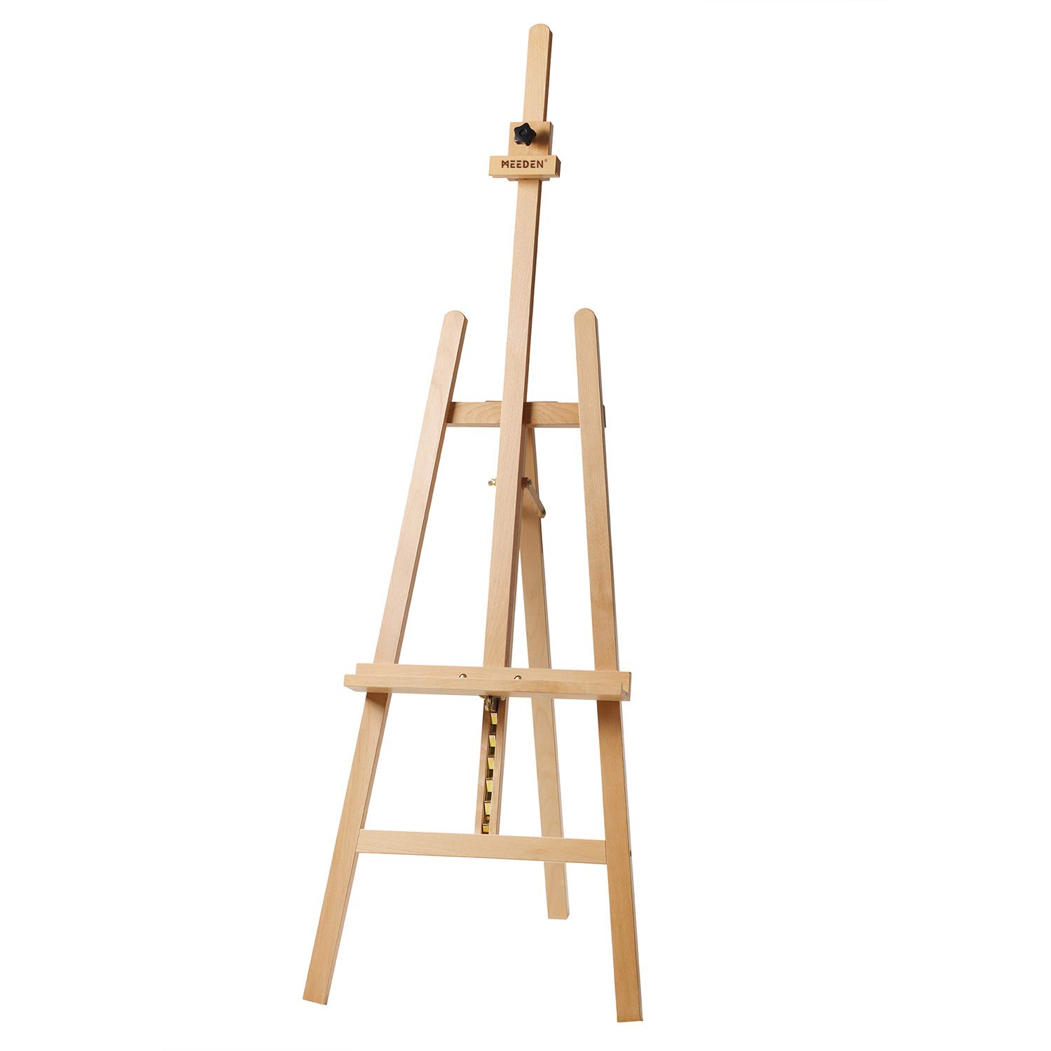 MEEDEN Basic Lyre Studio Easel, Wood Artist Easel for Painting, Adjustable Height and Working Angles, Holds Canvas up to 50 inch