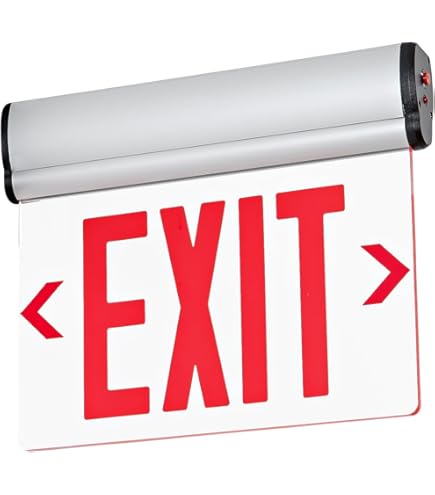 Red LED Edge Lit Exit Sign UL Listed, Brushed Aluminum Housing