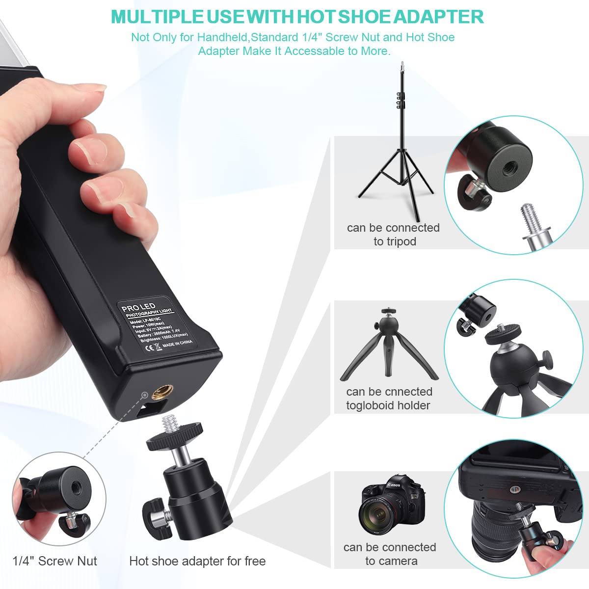Hagibis RGB Handheld Photography Light LED Video Light Wand 9 Colors,with Built-in Rechargable Battery and Remote Control,1000 Lumens Adjustable 3200K-5600K,Hot Shoe Adapter Included. (10 Colors)