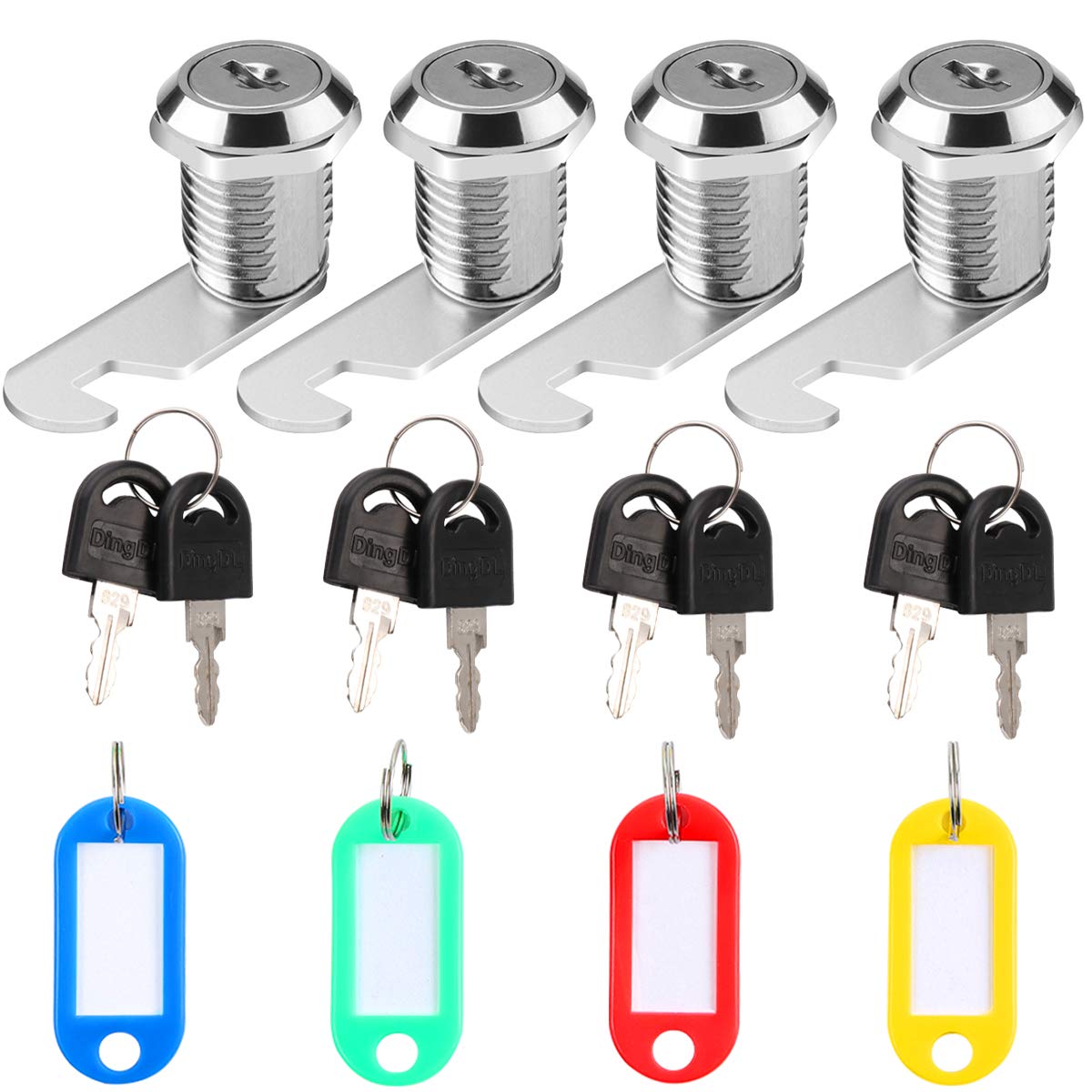 DesertBoy 4Pack Cabinet Locks, 20mm Locker Lock. Unique Cam Lock Key with Key Tag for Easy Identification. For Cupboards, Mailboxes, Locker Cabinets, Toolboxes, Filing Cabinets, Letter Boxes
