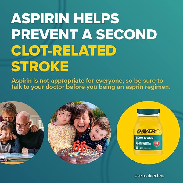 BAYER ASPIRIN LOW DOSE 81 MG, ENTERIC COATED TABLETS, DOCTOR RECOMMENDED, SECONDARY PREVENTION OF CARDIOVASCULAR DISEASE, 300 SAFETY COATED TABLETS