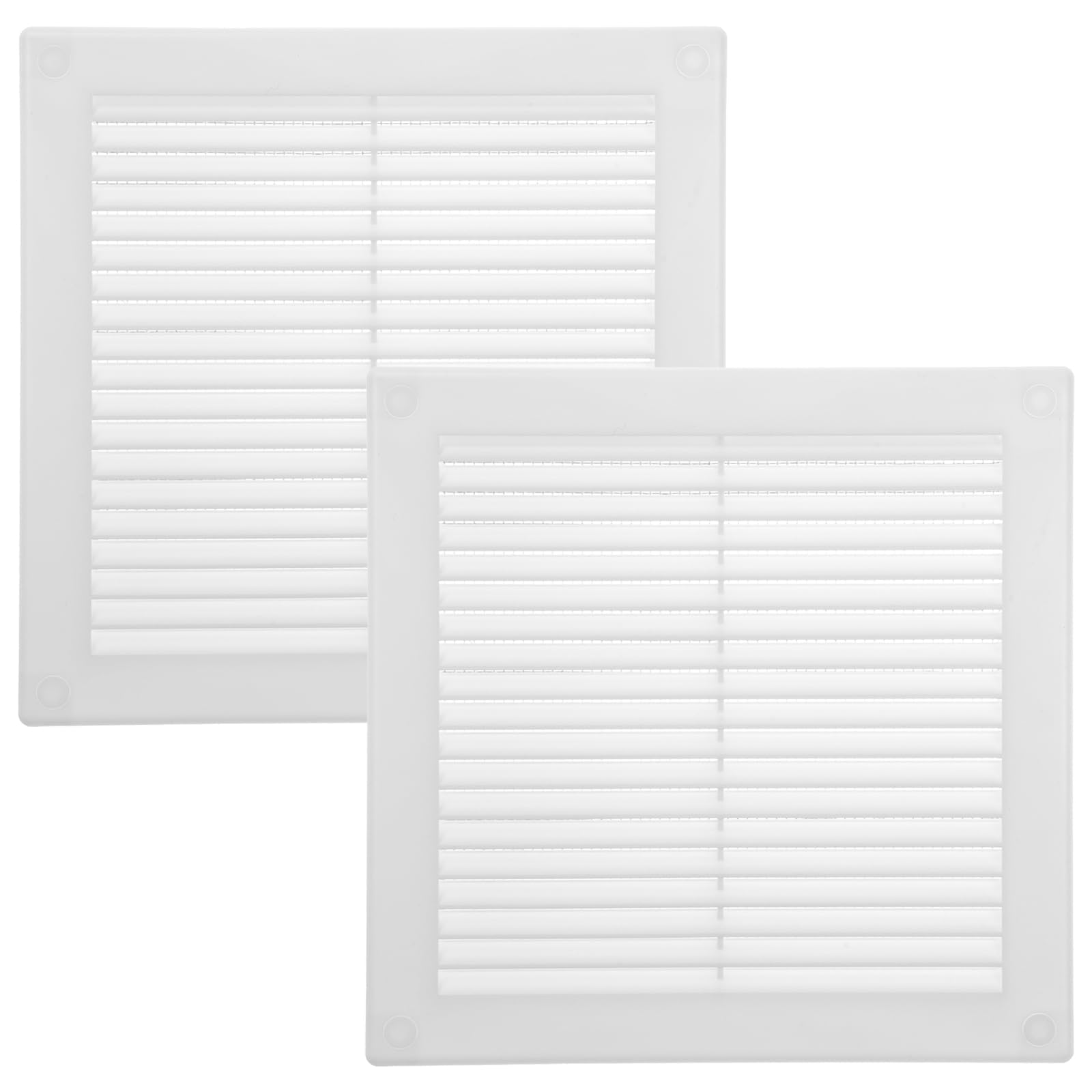 Vent Systems 200 x 200 mm / 8'' x 8'' Inch White Soffit Vent Cover - Pack of 2 - Flat Square Air Vent Louver - Grille Cover - Built-in Insect Screen - HVAC Vents for Bathroom, Home Office, Kitchen — image 1