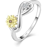 STARCHENIE 925 Sterling Silver Infinity Sunflower Ring for Women Size 5-10