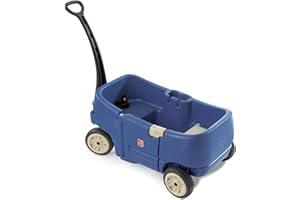Step2 Wagon for Two Plus, Kids Ride On Toy, Stroller Substitute, Includes Seat Belts, Made of Durable Plastic, Max Weight 75 lbs., For Toddlers 1.5-5 Years Old, Denim Blue