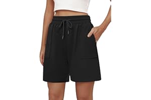 Cowasto Womens Cotton Sweat Shorts Casual Summer Loose Athletic Short Drawstring Waist Lounge Running Shorts with Pockets