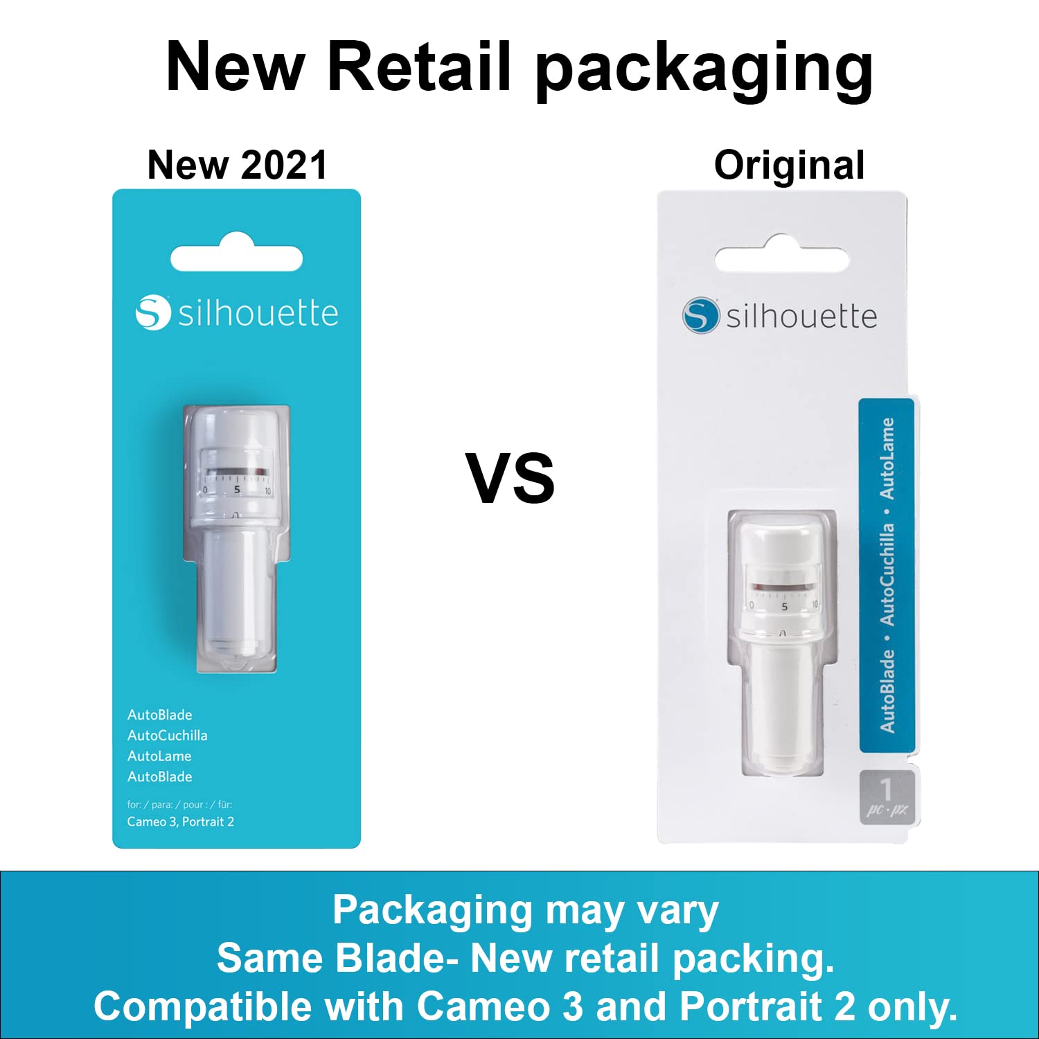 Silhouette Autoblade Pack of 3 Replacement Blades for Cameo 3 and Portrait 2- withCrafterClub+50 Free Designs