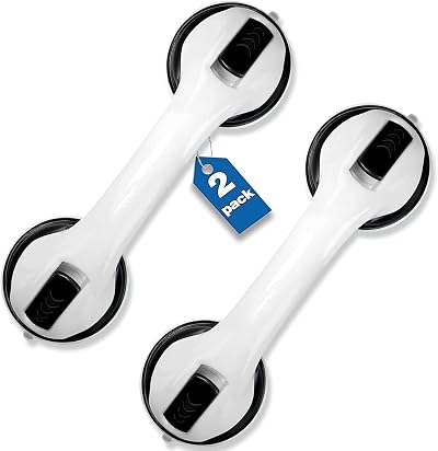 Budding Joy Shower Handle 2 Pack 12 inch Grab Rails Black with Suction Cups