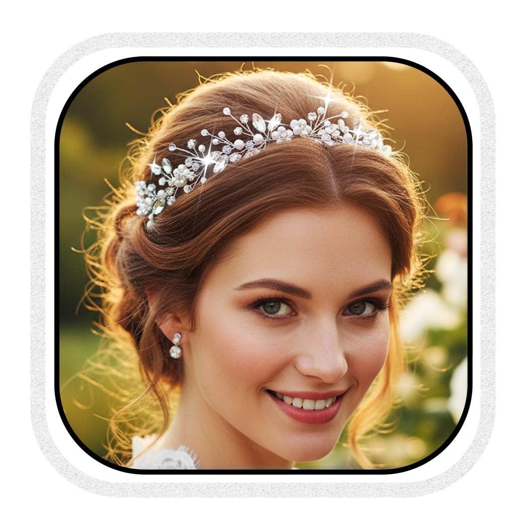 Unicra Bride Wedding Hair Vine Silver Crystal Headband Headpiece Flower Hair Accessories for Women