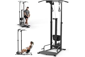 Decorcn Compact Home Gym, Rowing Machines for Home Gym, Full Body Strength Training with Pull Up Station, Power Rack, LAT Pulldown Machine, Cable Machine for Home Workout