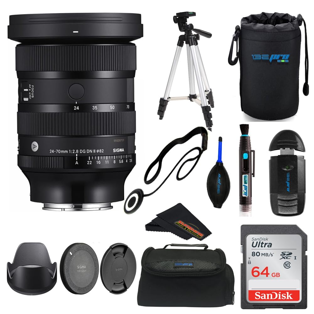 Sigma 24-70mm f2.8 DG DN II Art Lens for Sony E with Sunshine Photo Professional Bundle - 4 Years USA Manufacturer Warranty